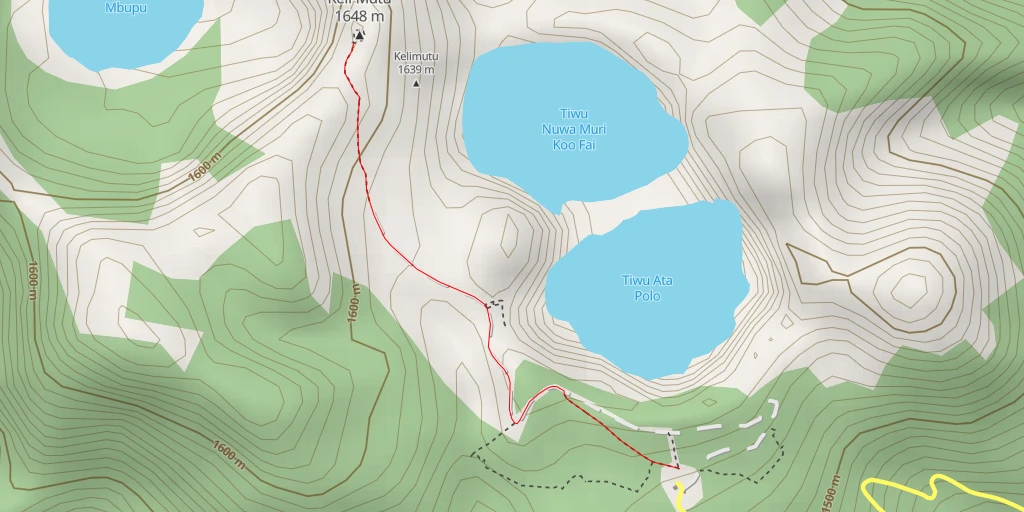 Map of the trail for Keli Mutu