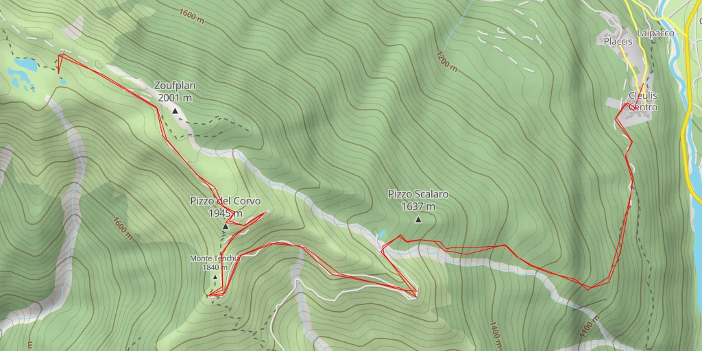 Carte de l'itinéraire :  154 - Via Monte Croce