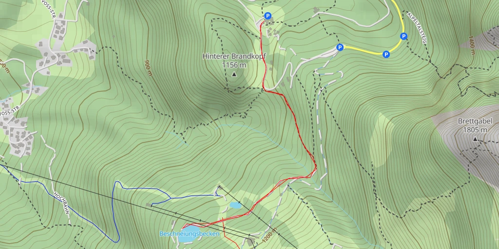 Map of the trail for Beschneiungsbecken