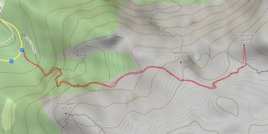 Map of the trail for Pflughörndl