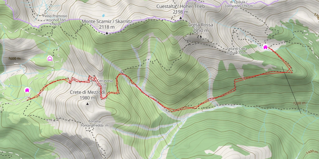 Carte de l'itinéraire :  Rifugio Pietro Fabiani