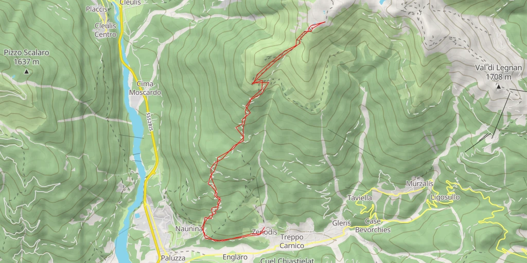 Carte de l'itinéraire :  Località Saverie - Treppo Ligosullo