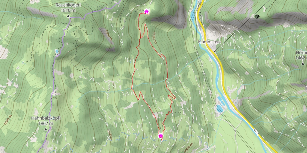 Map of the trail for Huberalm