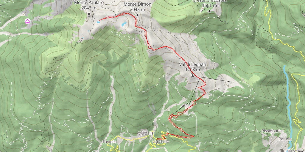 Map of the trail for Località Saverie - Treppo Ligosullo