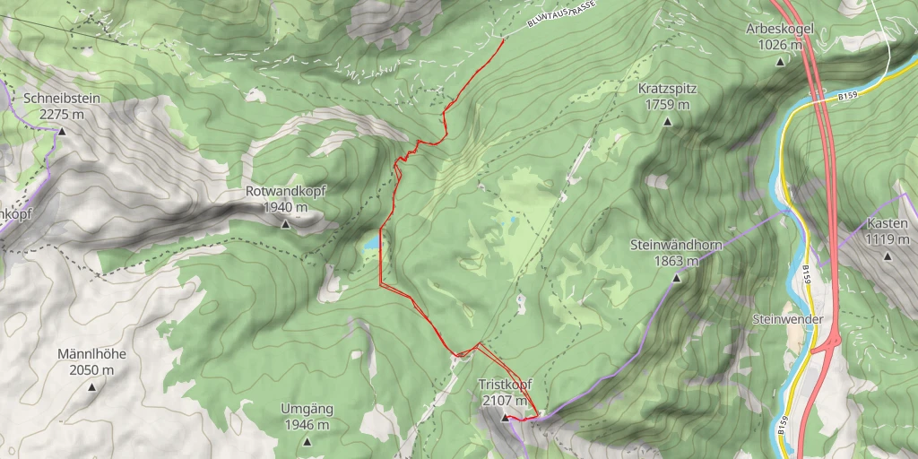 Map of the trail for Tristkopf