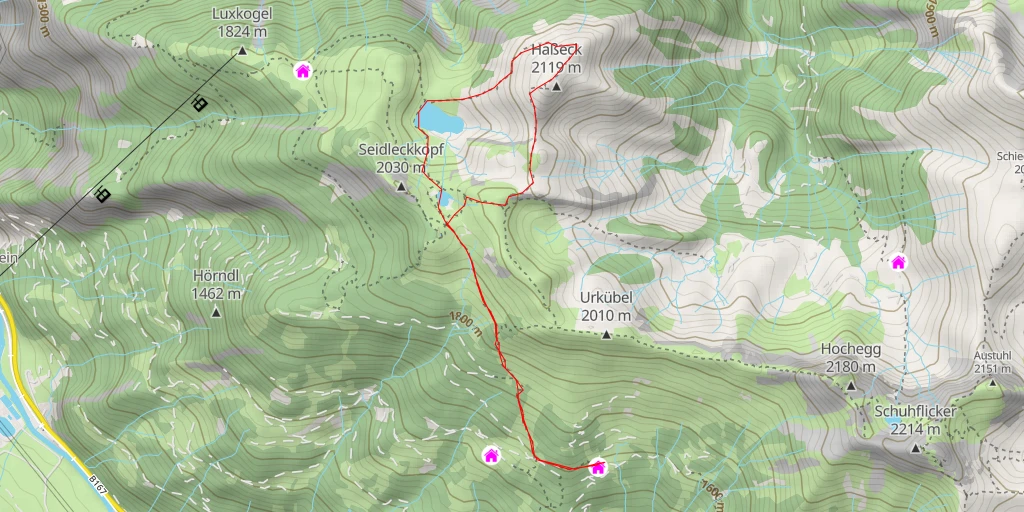 Map of the trail for Gipfelkreuz Haßeck - Latschenweg