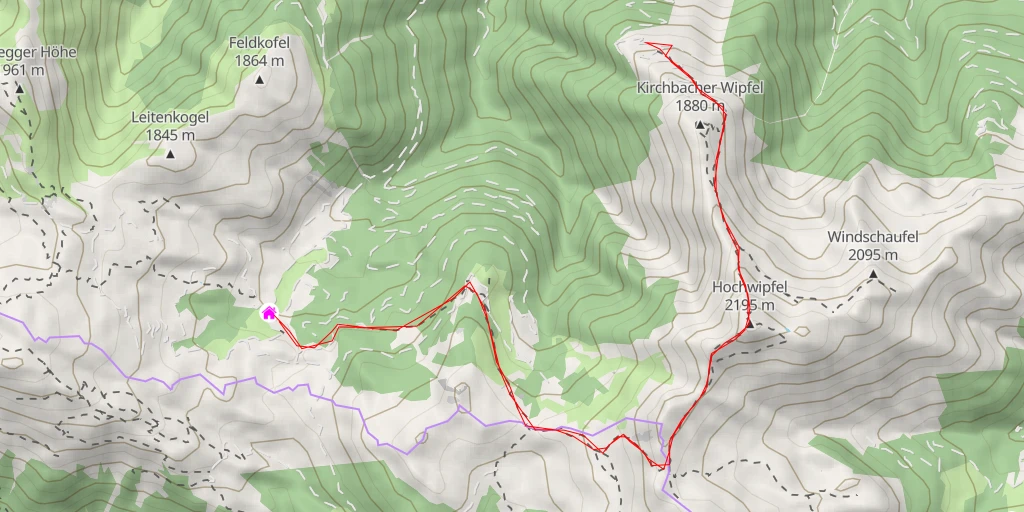 Map of the trail for Kirchbacher Wipfelam