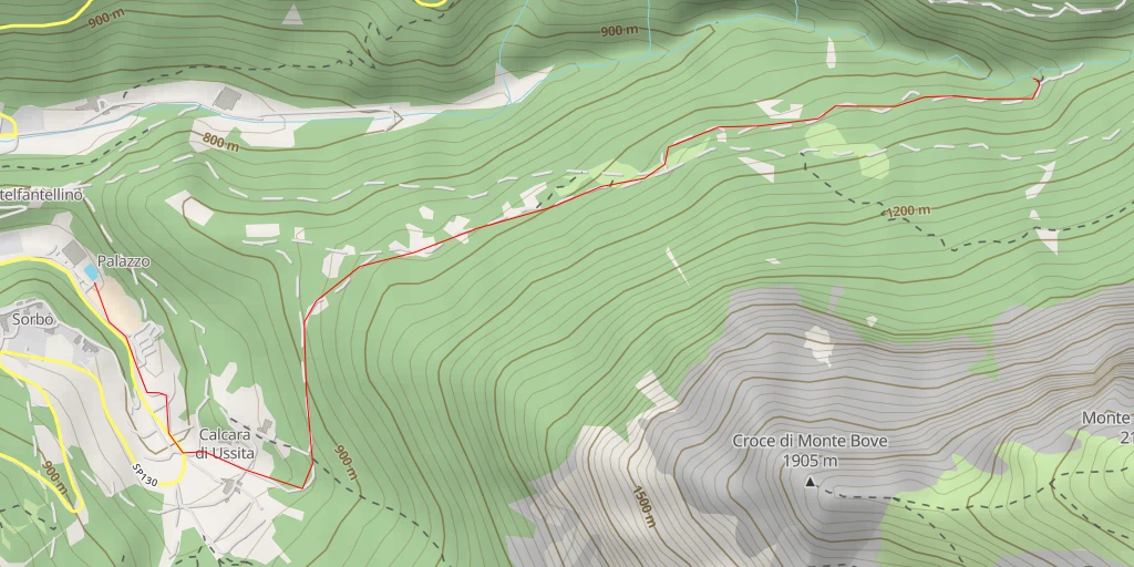 Map of the trail for Cascate delle Callarelle