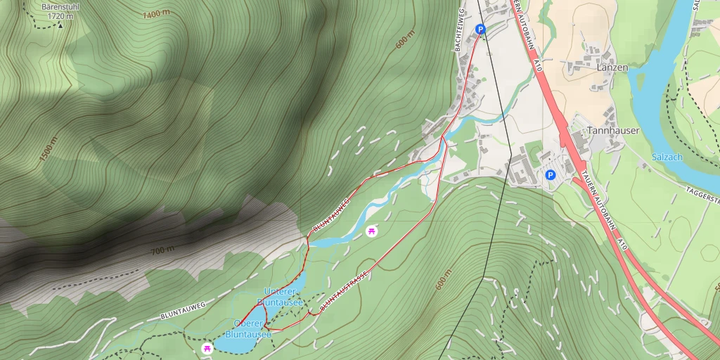 Map of the trail for Oberer Bluntausee