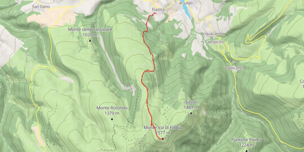 Map of the trail for Monte Val di Fibbia