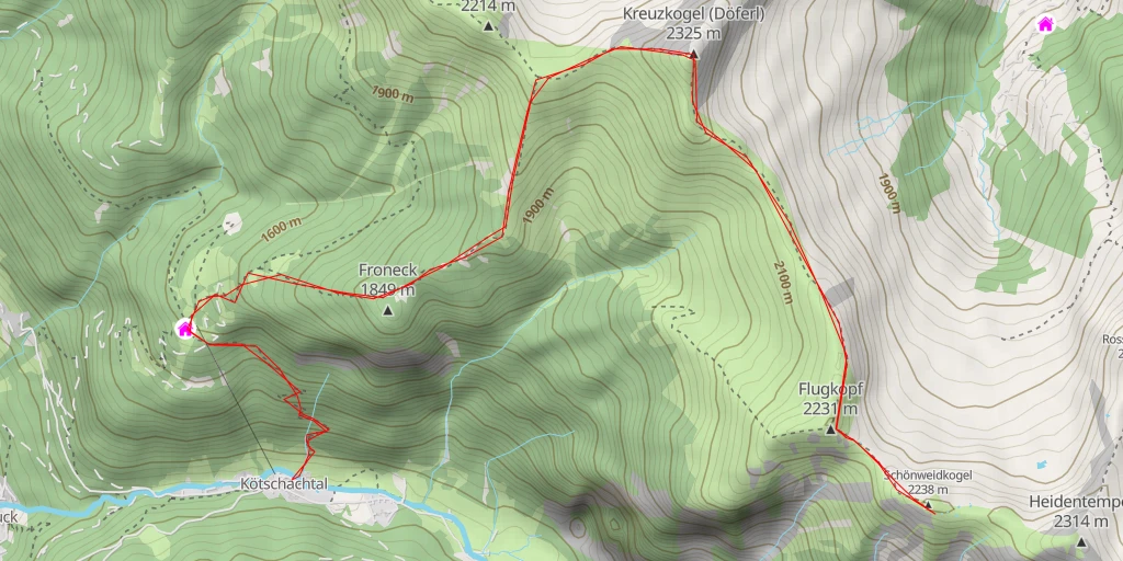 Carte de l'itinéraire :  Schönweidkogelkreuz - Vinzenz-Havel-Steig