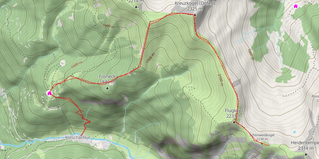 Carte de l'itinéraire :  Schönweidkogelkreuz - Vinzenz-Havel-Steig