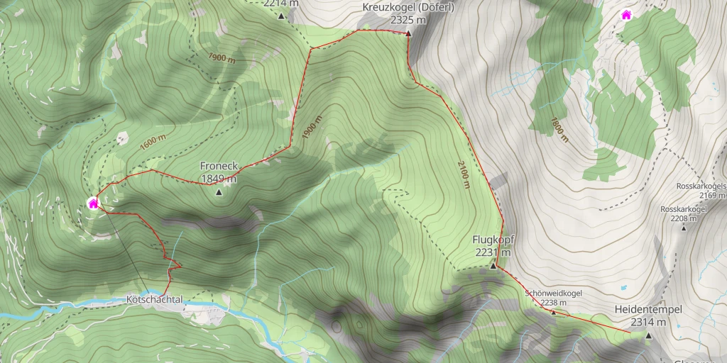 Carte de l'itinéraire :  Heidentempel