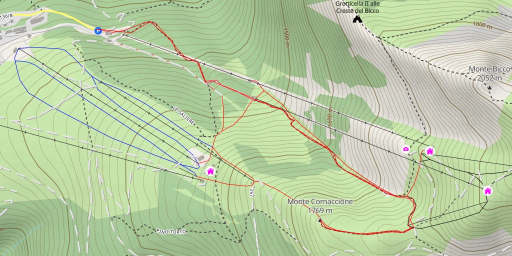 Map of the trail for Monte Cornaccione