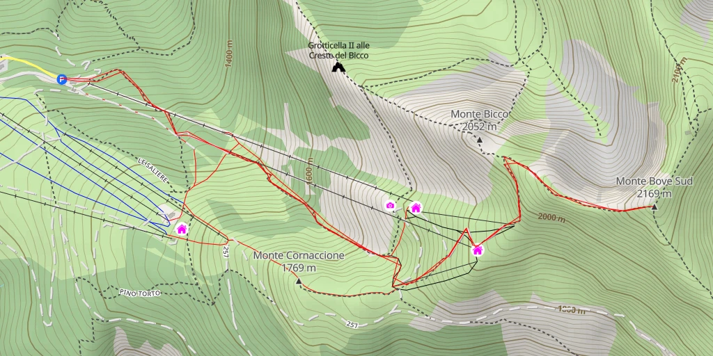 Carte de l'itinéraire :  Monte Bove Sud