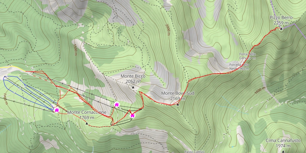 Carte de l'itinéraire :  Pizzo Berro