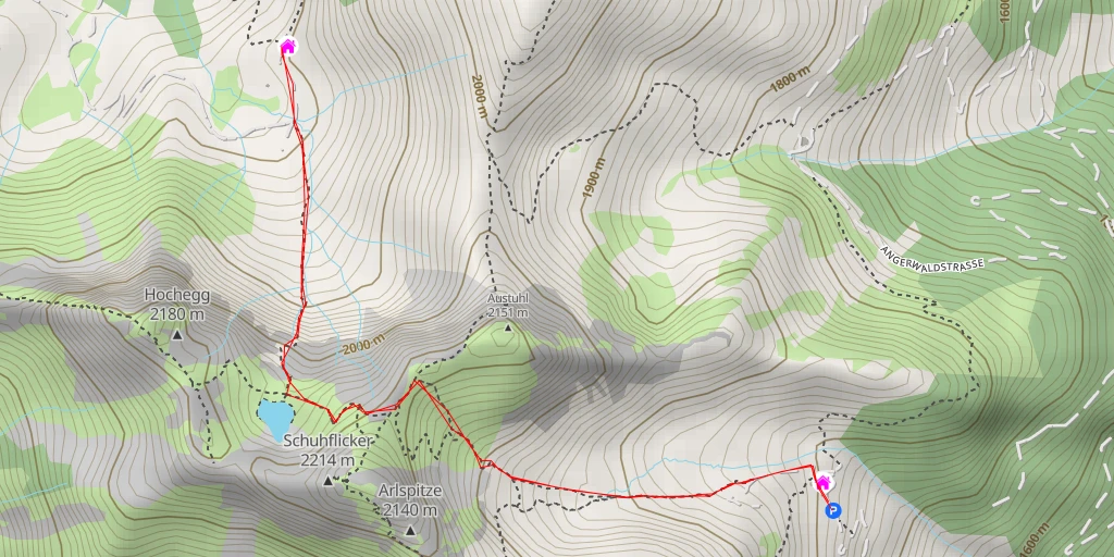 Map of the trail for Schernbergalm