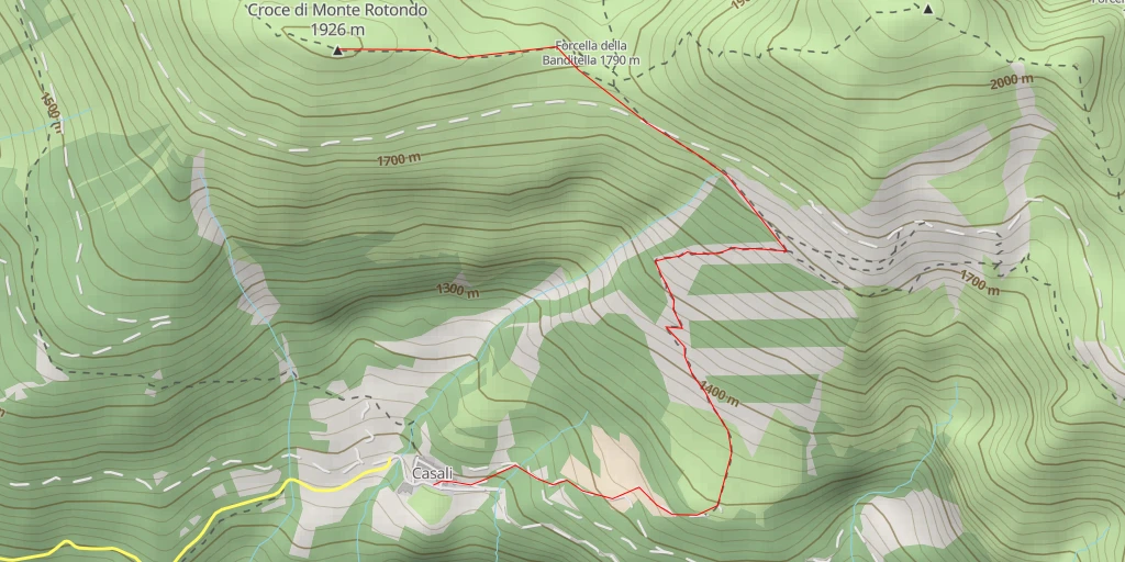 Carte de l'itinéraire :  Croce di Monte Rotondo