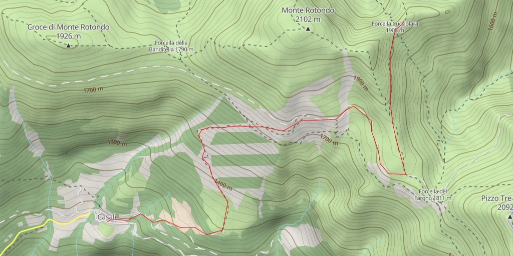 Map of the trail for Cima Di Costa Vetiche