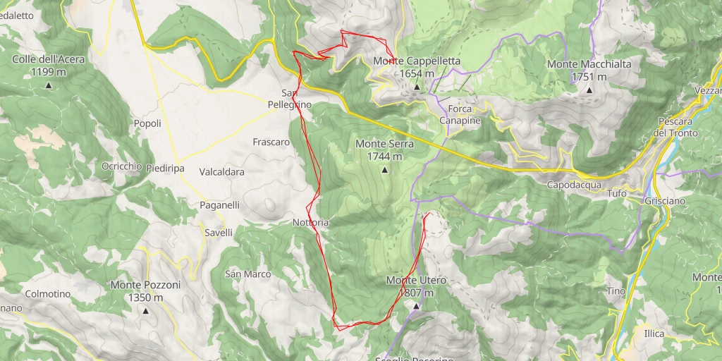 Carte de l'itinéraire :  300 SI - I Pantani - 61 - Strada Statale 685 delle Tre Valli Umbre