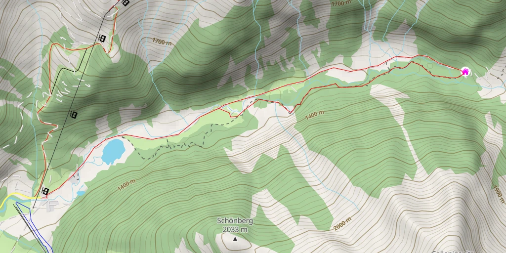 Map of the trail for Schwussnerhütte