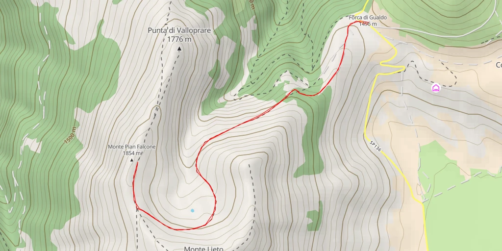 Map of the trail for Monte Pian Falcone