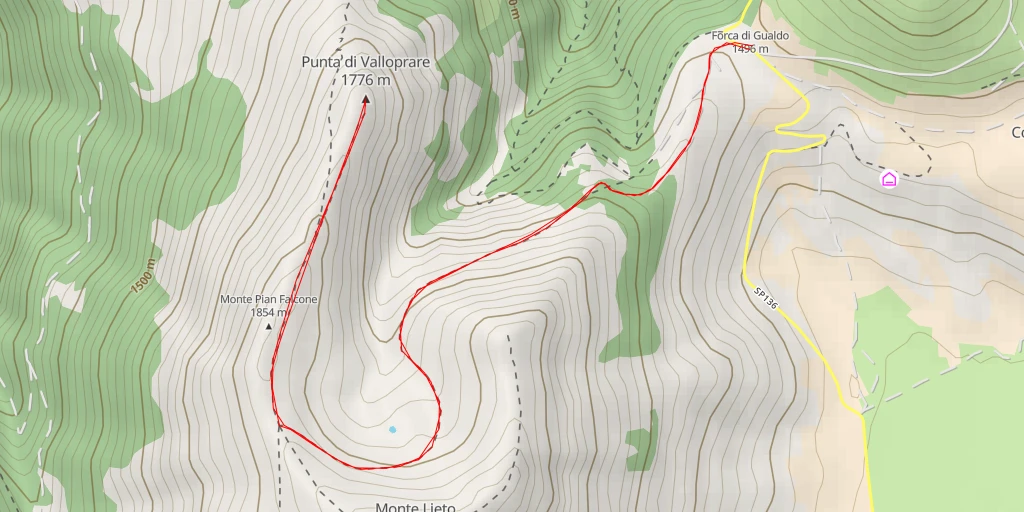 Carte de l'itinéraire :  Punta di Valloprare