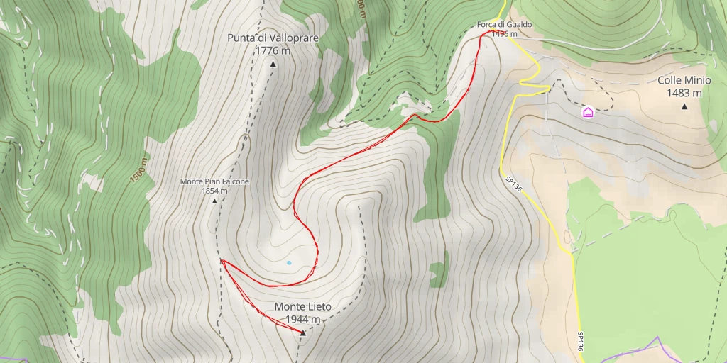 Map of the trail for Monte Lieto