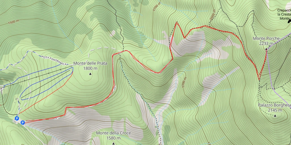 Carte de l'itinéraire :  Monte Porche