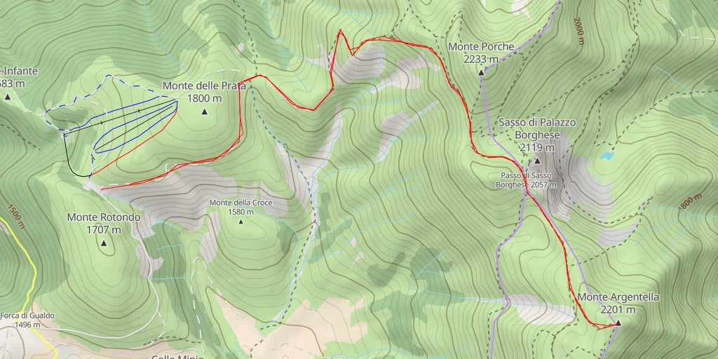 Map of the trail for Monte Argentella