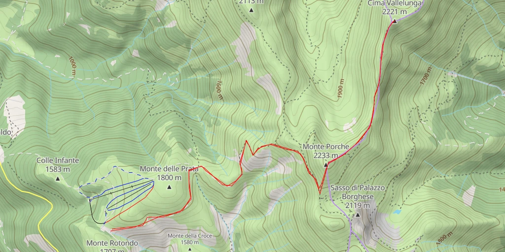 Map of the trail for Cima Vallelunga