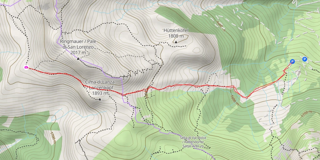 Map of the trail for Schmugglerscharte