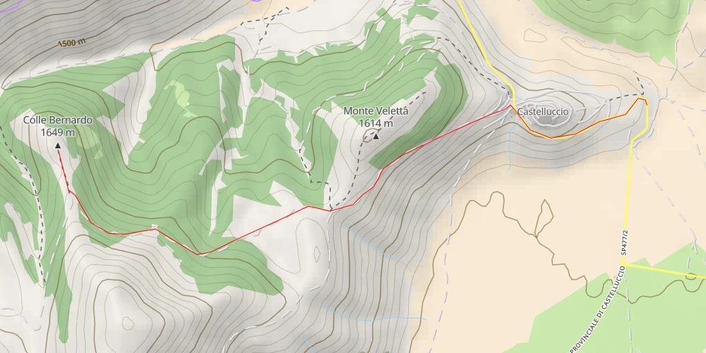 Map of the trail for Colle Bernardo