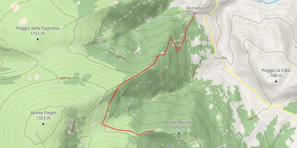 Map of the trail for AI - Monte Petrella