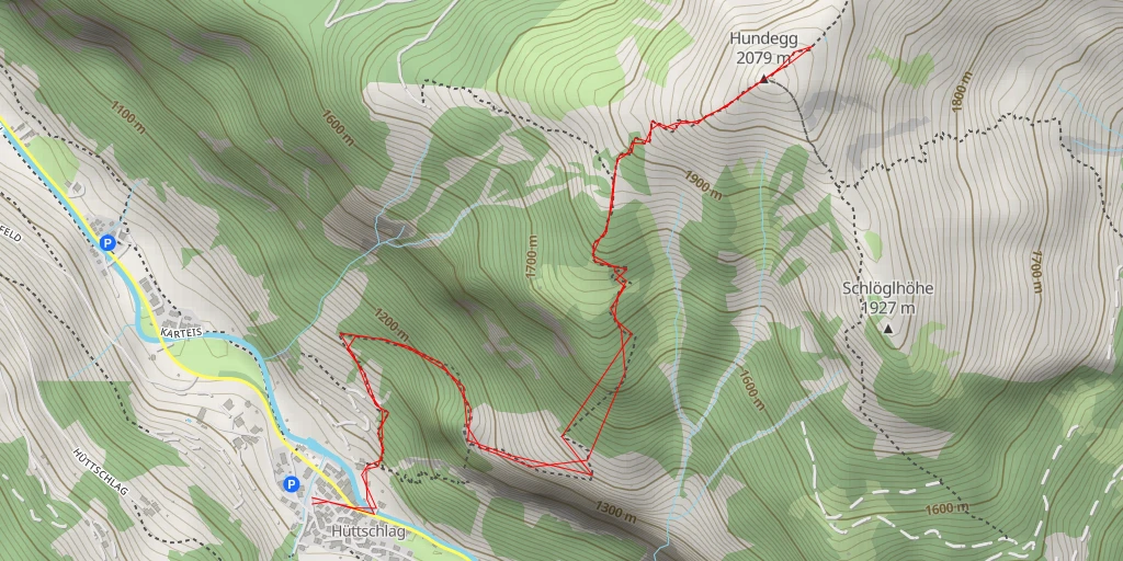 Map of the trail for Hundegg - Kellwald