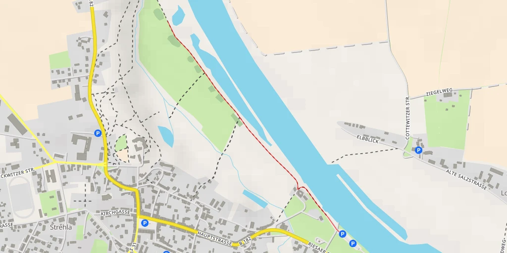 Map of the trail for Elberadweg