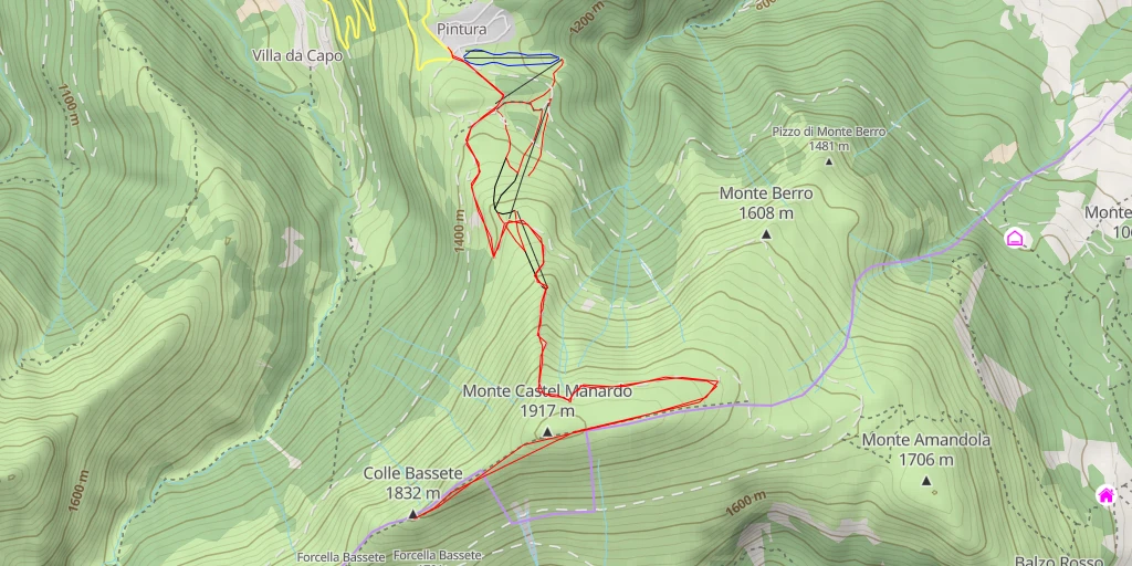 Map of the trail for Colle Bassete