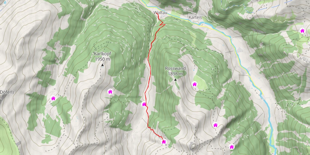 Carte de l'itinéraire :  Hühnerkaralm