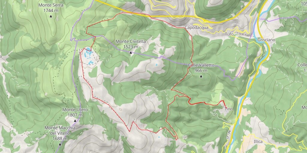 Carte de l'itinéraire :  Strada Statale 685 delle Tre Valli Umbre