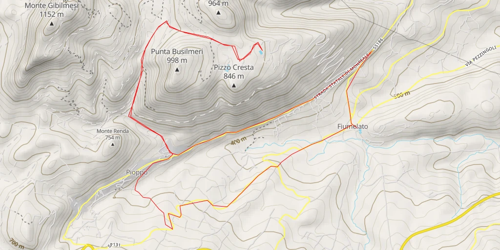 Map of the trail for Case Cresta