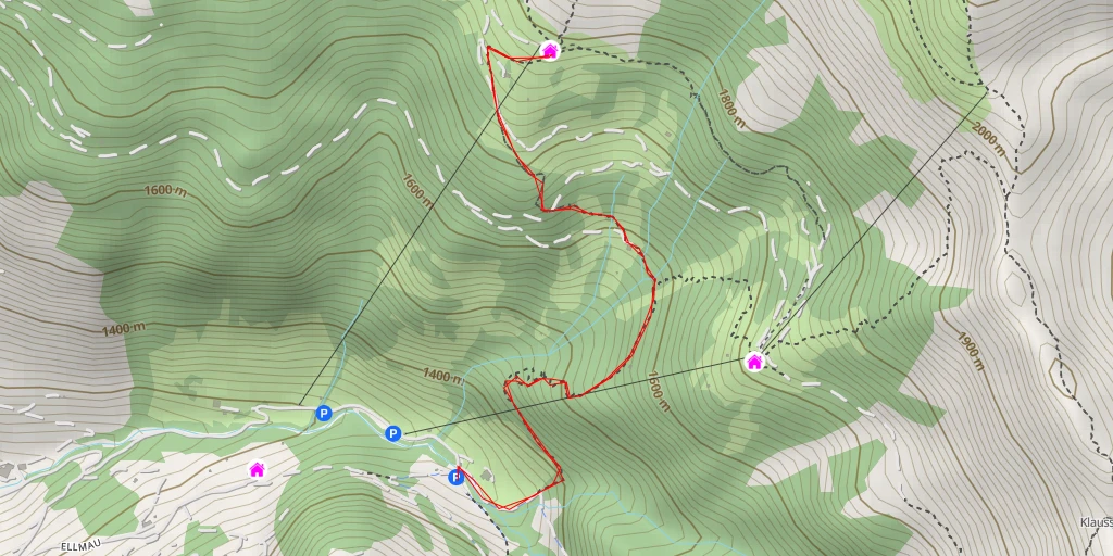 Map of the trail for Ellmaualm