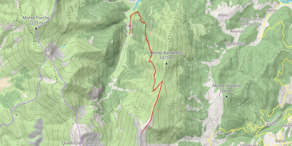 Map of the trail for Monte Torrone