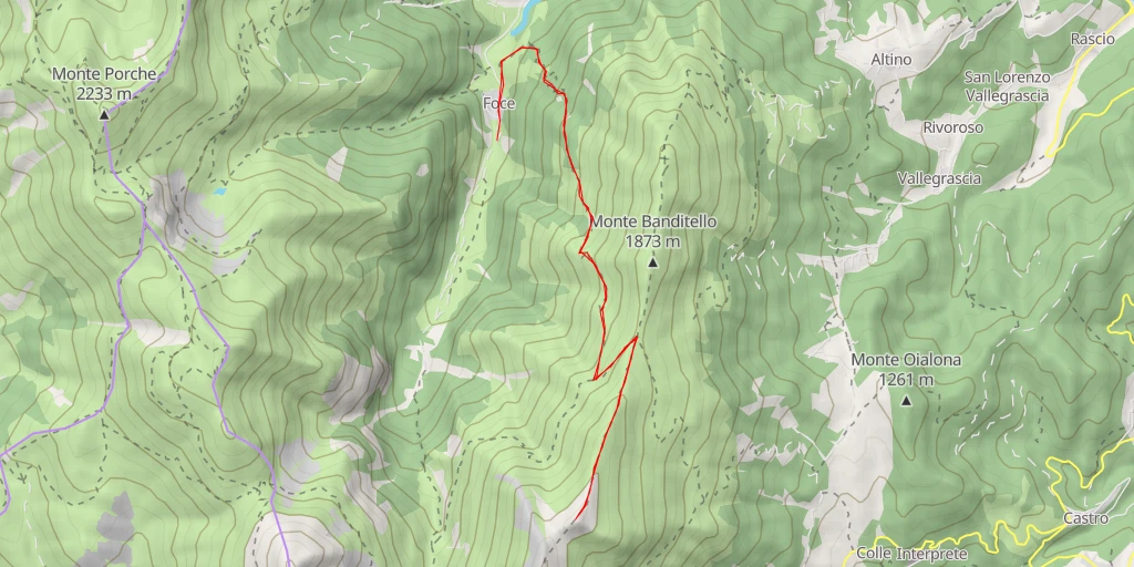 Map of the trail for Sasso d'Andrè