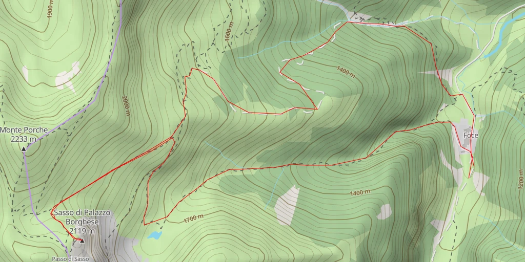 Map of the trail for Sasso di Palazzo Borghese