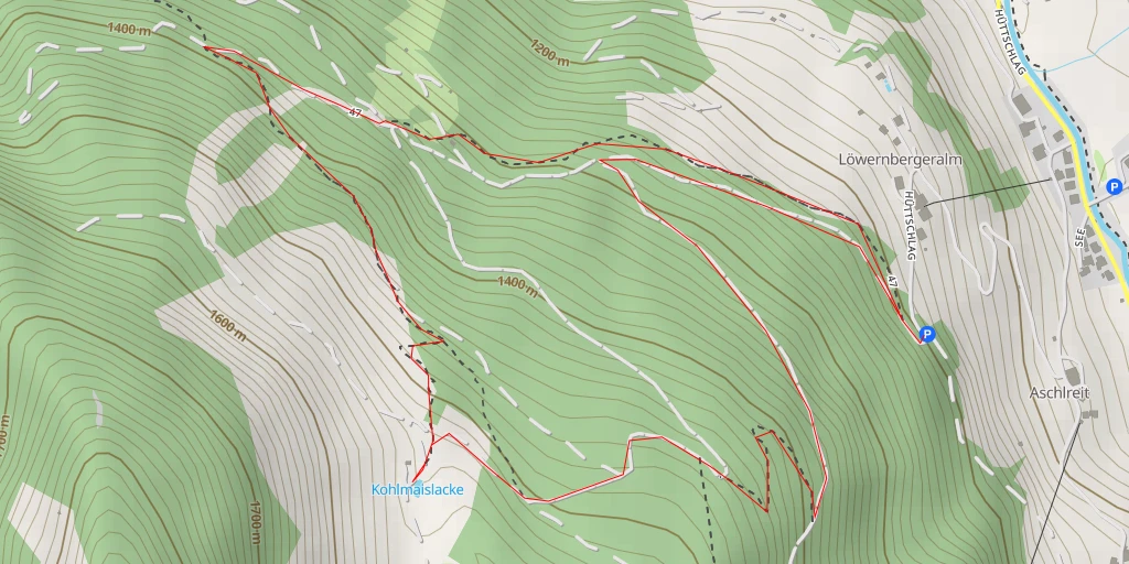 Map of the trail for Kohlmaislacke