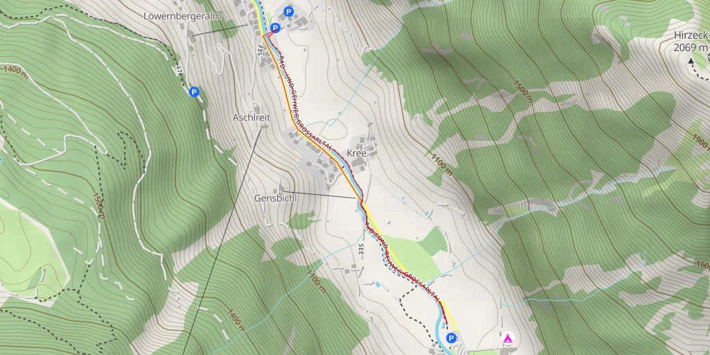 Map of the trail for Parkplatz Talschluss - See