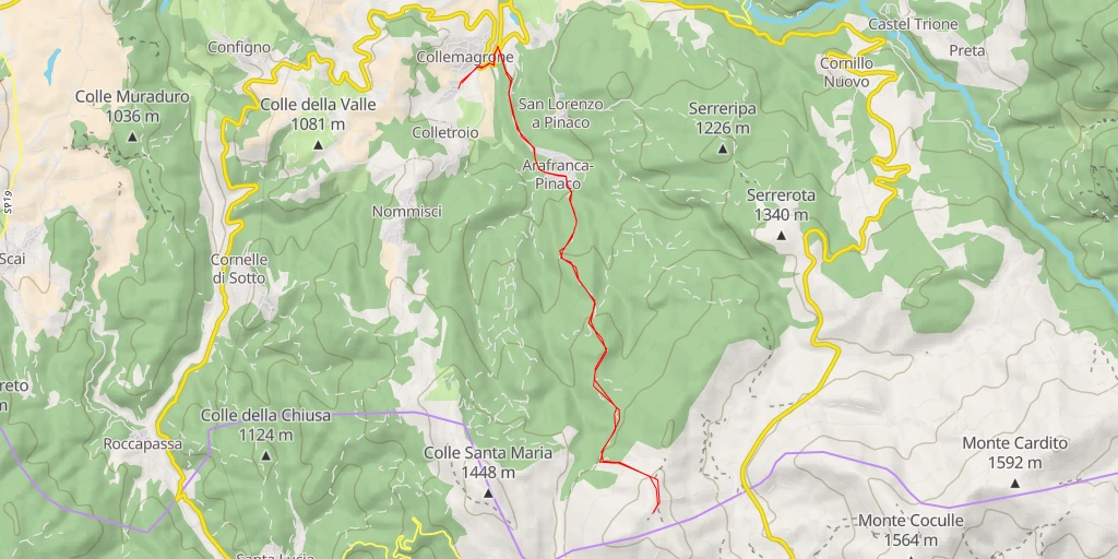 Map of the trail for Colle Frontino