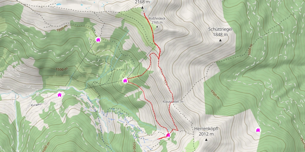 Map of the trail for Gründegg - Abkürzung zur Loosbühelalm