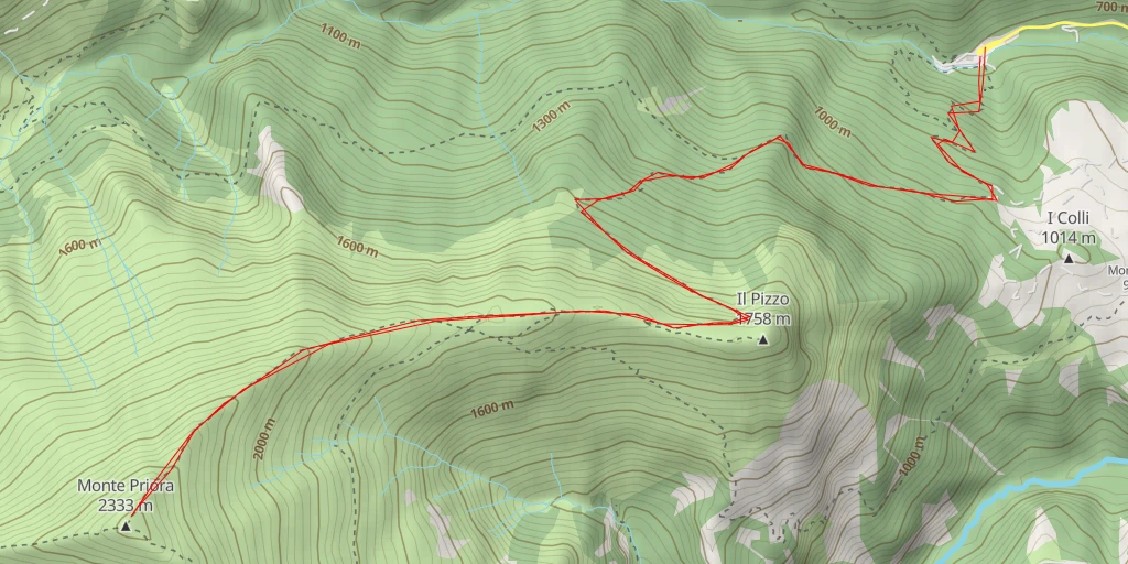 Map of the trail for Monte Priora