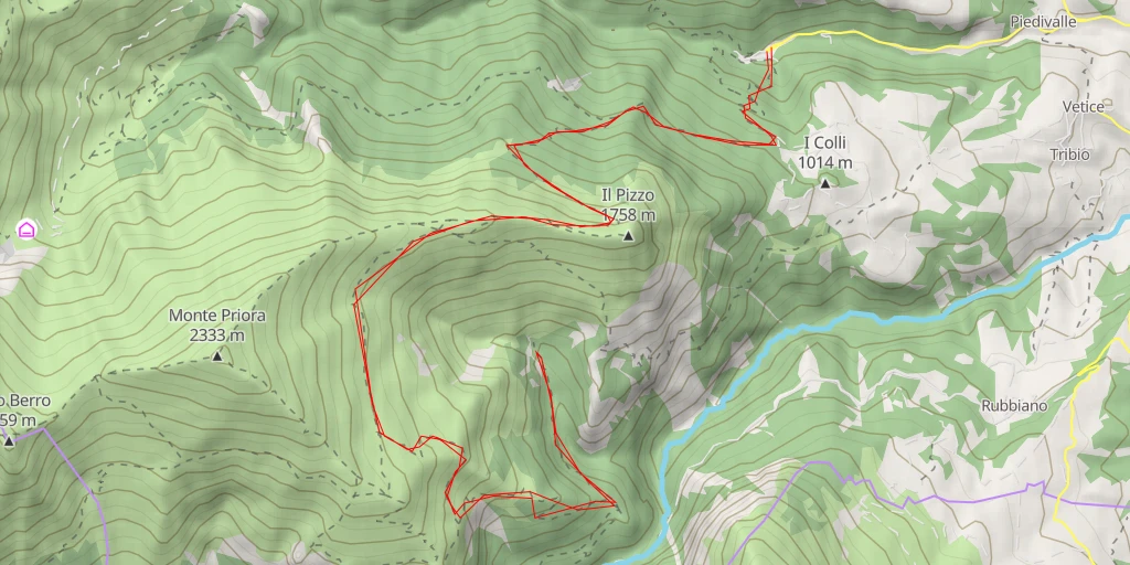 Carte de l'itinéraire :  Cascata nascosta